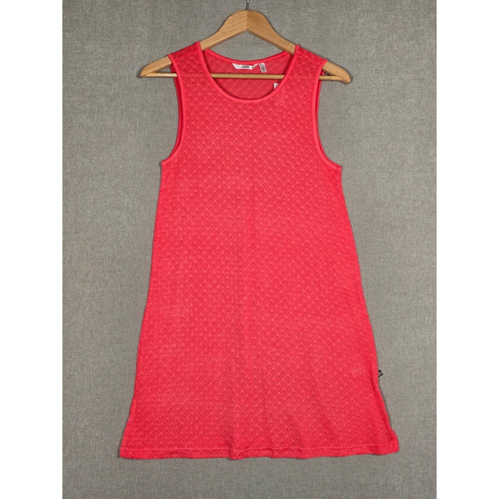 NWT La Vie en Rose Women's Coral Pink Crochet Knit Swim Cover Up Dress S